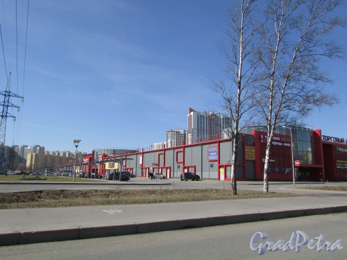 Московское шоссе, дом 7. Фасад Торгового комплекса «Торговый двор» со стороны Дунайского проспекта. Фото 7 апреля 2020 г.