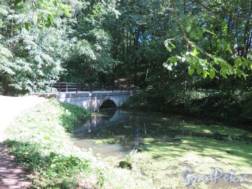 Мост-плотина через речку Кристателька на территории Дворцово-парковый ансамбль «Сергеевка». фото август 2018 г.