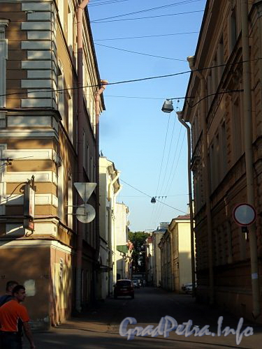 Перспектива улицы Репина от Большого проспекта В.О. в сторону Румянцевской площади. Фото июль 2009 г.