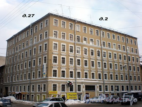 8-я Советская ул., д. 2 / Греческий пр., д. 27. Бывший доходный дом. Общий вид здания. Фото декабрь 2009 г.