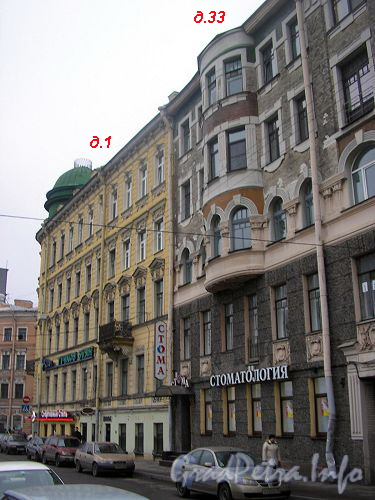 Дома 1/33 по Большому пр. П.С. (фасад по улице) и 33 (правая часть) по ул.Блохина
