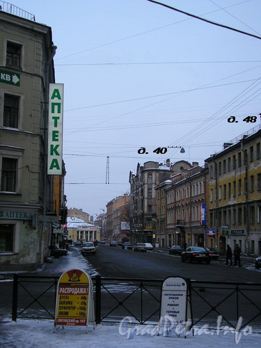 Разъезжая ул.  дома 48-34, перспектива четной стороны улицы от Лиговского пр. к ул. Марата. Фото 2005 г. 
