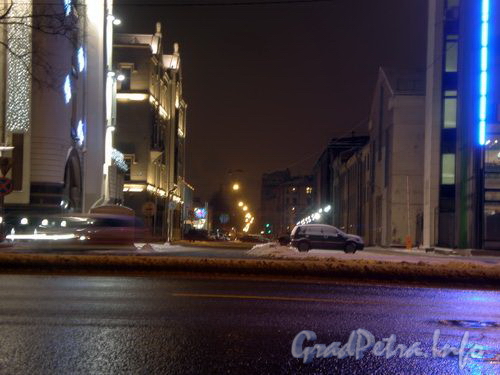 Вид на улицу Фокина от Выборгской набережной. Декабрь 2008 г.