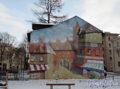 Молдагуловой ул., д. 3. Роспись стены. Фото январь 2012 г.