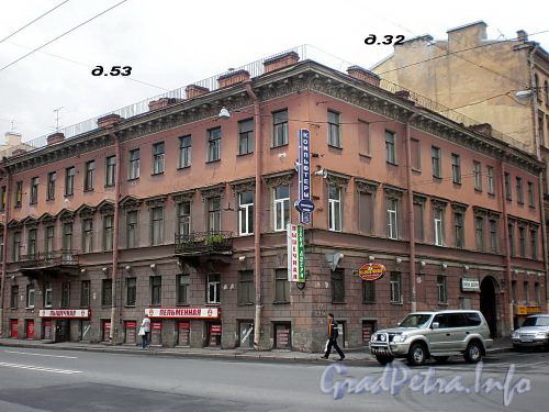 12-я Красноармейская ул., д. 32 / Лермонтовский пр., д. 53. Общий вид здания. Фото июль 2009 г.