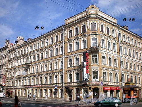 4-я Советская ул., д. 18 / Суворовский пр., д. 9. Бывший доходный дом. Общий вид здания. Фото август 2009 г.