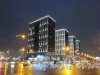 улица Салова, дом 61, строение 1. Вечернее оформление новых корпусов Апар-отеля «VAlO». Фото 10 февраля 2020 года.