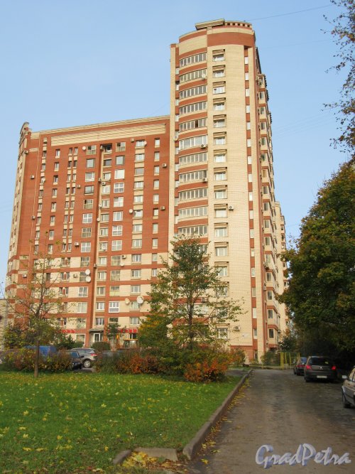 Ул. Савушкина, д. 117, корп. 2. Высотный жилой дом. Боковой фасад. фото октябрь 2017 г.