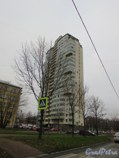 Новолитовская улица, дом 4. Общий вид жилого дома «SKY». Фото 8 ноября 2018 года.
