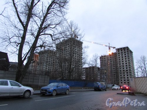 Малая Митрофаньевская улица, дом 8. Вид на строительство ЖК «Галактика». Фото 13 ноября 2019 года.
