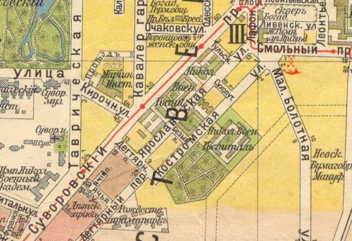 Нумерация участков на Костромской улице (Карта 1913 года)
