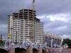 Строительство жилого комплекса «Аврора». Вид с Петроградской набережной. Фото сентябрь 2004 г.