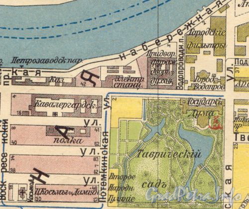 Фрагмент карты 1913 года с участком электрической станции Инженерного ведомства.