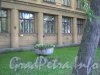 Ул. Швецова, дом 22. Фрагмент фасада и декоративная клумба на газоне. Фото июнь 2012 г.
