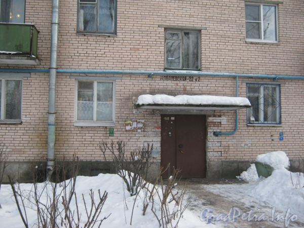 Ковалевская ул., дом 22, корп. 2. Фрагмент фасада жилого дома. Фото февраль 2012 г.