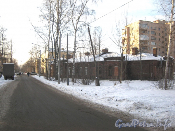 Перспектива Ковалёвской ул. от дома 14 (справа) в сторону Рябовского шоссе. Фото февраль 2012 г.