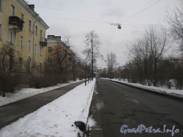 Перспектива ул. Белоусова от Баррикадной ул. в сторону пр. Стачек. Фото февраль 2012 г.