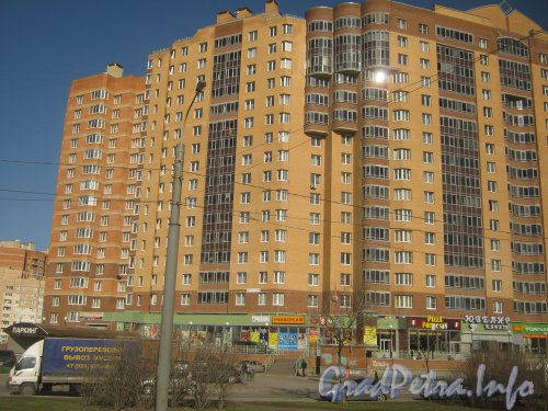 Бухарестская ул., дом 118, корпус 1. Общий вид с Бухарестской ул. на левую часть фасада. Фото апрель 2012 г.