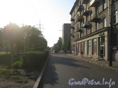 Перспектива ул. Новостроек от дома 4 (справа) по чётной стороне в сторону пр. Стачек. Фото май 2012 г.