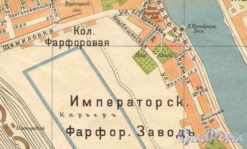 Улица Бабушкина (бывш. Кладбищенская)  на карте 1913 года