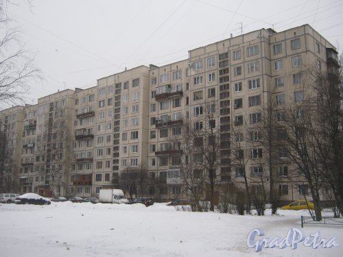 Ул. Руднева, дом 21, корпус 1. Фрагмент здания со стороны парадных. Фото 25 января 2013 г.