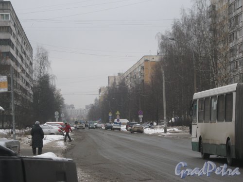 Ek/ Черкасова. перспектива от Киришской ул. в сторону пр. Луначарского. Фото 30 января 2013 г.