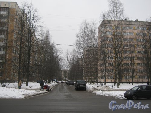 Проезд от ул. Черкасова между домами 8 (слева) и 10 (справа) во дворы домов. Фото 30 января 2013 г.