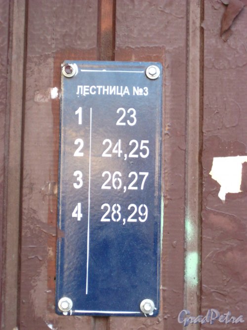 Красносельская улица, дом 16. Нумерация квартир на лестнице № 3. Фото 13 марта 2013 г.