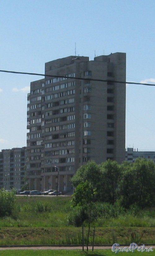 Ул. Чекистов, дом 26. Общий вид здания с Петергофского шоссе. Фото 8 июля 2013 г.