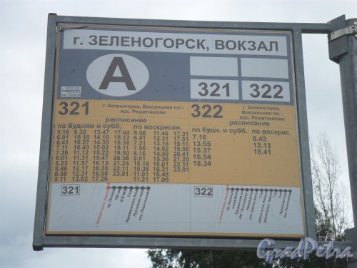 Вокзальная улица. Расписание автобусов Зеленогорск-Решетниково.