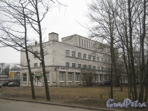 Город Пушкин, Железнодорожная ул., дом 16. Фрагмент фасада банного комплекса. Фото 1 марта 2014 г.