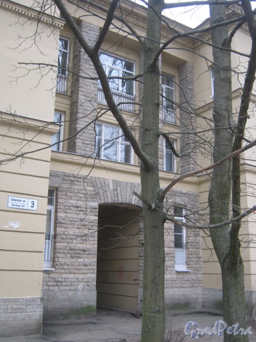 Г. Пушкин, ул. Широкая, дом 3. Фрагмент фасада здания. Фото 1 марта 2014 г.