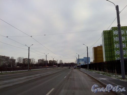 Перспектива улицыжукова от Феодосийской улицы в сторону Пискревского проспекта. Фото 12 января 2014 года.
