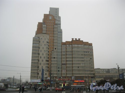 Бухарестская улица, дом 96. Вид с пр. Славы . Фото 3 ноября 2014 г.