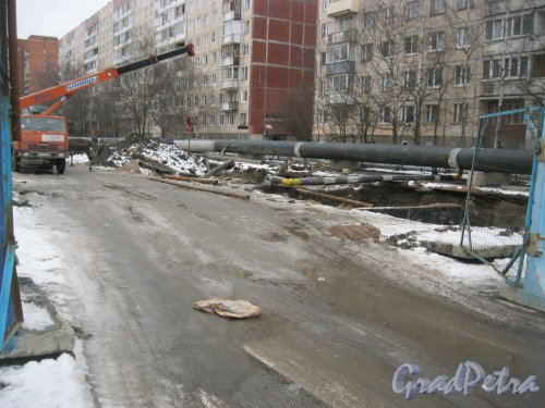 Ленская улица на пересечении с Белорусской улицей. Ремонтные работы. Фото 12 февраля 2015 г.