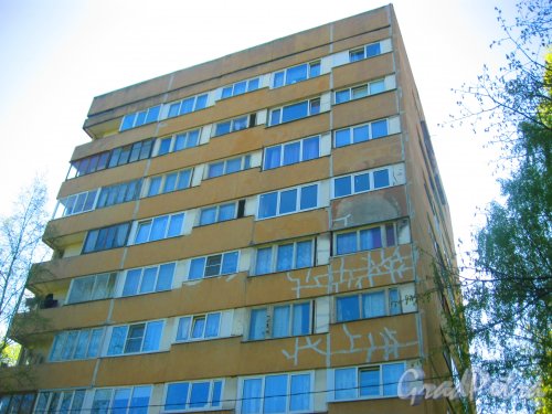 Ул. Козлова, дом 39, корпус 1. Верхняя часть здания. Вид с чётной стороны улицы. Фото 10 мая 2015 г.