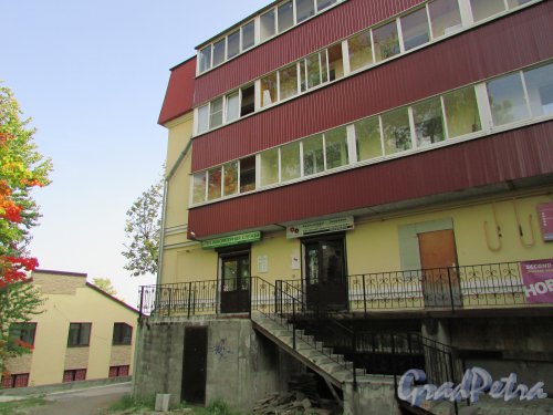 город Ломоносов, Еленинская улица, дом 24, корпус 2, литера А. Фасад жилого дома со стороны Центральной лестницы. Фото 18 сентября 2015 года.