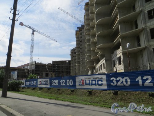 г. Сестрорецк, улица Токарева, дом 24. Вид на строительство жилого комплекса «Дюна» со стороны улицы Токарева. Фото 27 июля 2015 года.