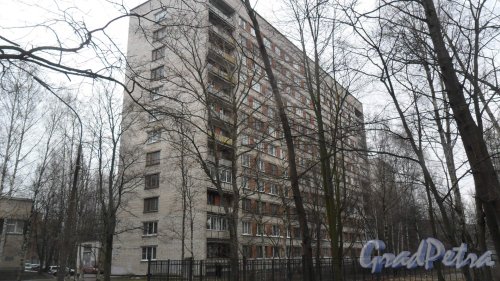 Дрезденская улица, дом 21. 12-этажный жилой дом серии ш-5733/8 1968 года постройки. 2 парадные, 156 квартир. Фото 11 февраля 2016 года.