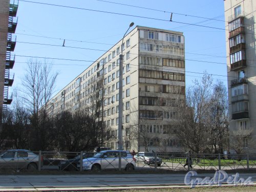 Купчинская улица, дом 19, корпус 2. Общий вид 9-этажного жилого дома со стороны Купчинской улицы. Фото 16 апреля 2016 года.