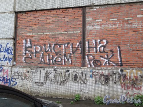 Перевозная ул., 5. Цех Адмиралтейсгого завода. Графитти на внешней стене. фото май 2015 г. 