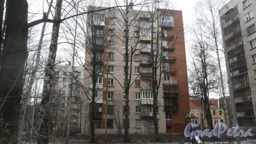 Улица Орбели, дом 23, корпус 2. 9-этажный жилой дом серии 1-528кп40 1964 года постройки. 1 парадная, 45 квартир. Фото 4 марта 2017 года.
