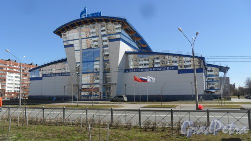 Красное Село, улица Спирина, дом 10. Спортивно-оздоровительный комплекс «Газпром». Фото 3 мая 2017 года.