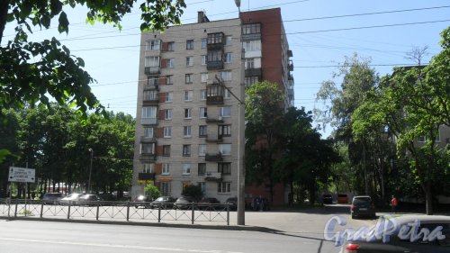 Будапештская улица, дом 45. 9-этажный жилой дом серии 1-528кп40 1970 года постройки. 1 парадная, 45 квартир. Фото 30 мая 2018 года.